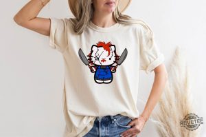 Hello Kitty Chucky Tshirts Halloween Hello Movie Kitty Shirt Kitty Horror Movie Villains Hello Kitty Chucky Shirt revetee 5