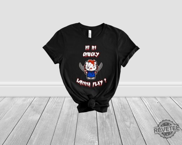 Hello Kitty Shirt Hello Kitty Horror Movie Shirt Horror Movie Hi Im Chucky Shirt Hello Kitty Chucky Shirt revetee 1