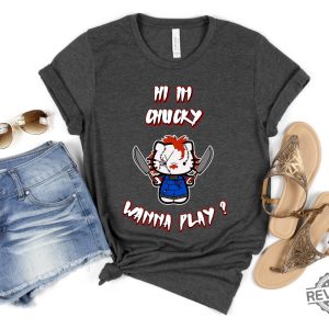 Hello Kitty Shirt Hello Kitty Horror Movie Shirt Horror Movie Hi Im Chucky Shirt Hello Kitty Chucky Shirt revetee 2