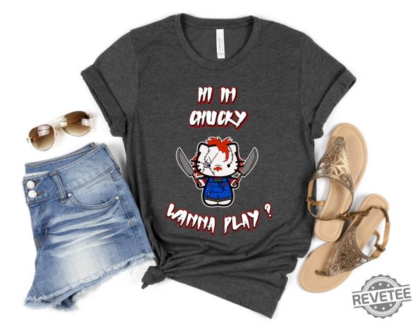 Hello Kitty Shirt Hello Kitty Horror Movie Shirt Horror Movie Hi Im Chucky Shirt Hello Kitty Chucky Shirt revetee 2