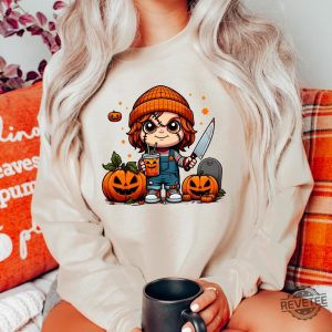 Halloween Chucky Shirt Halloween Horror Characters Shirt Chucky Hoodie Hello Kitty Chucky Shirt revetee 2