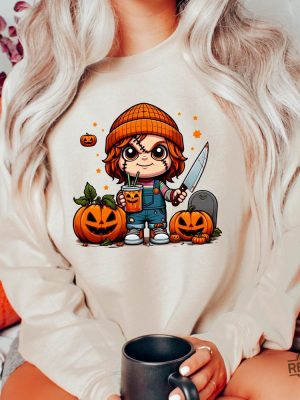 Halloween Chucky Shirt Halloween Horror Characters Shirt Chucky Hoodie Hello Kitty Chucky Shirt revetee 2