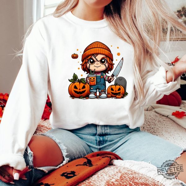 Halloween Chucky Shirt Halloween Horror Characters Shirt Chucky Hoodie Hello Kitty Chucky Shirt revetee 3