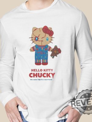 Hello Kitty Chucky Merch 2023 Universal Studios Hello Kitty Chucky Ringer Shirt Hello Kitty Chucky Shirt revetee 2