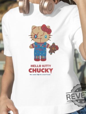 Hello Kitty Chucky Merch 2023 Universal Studios Hello Kitty Chucky Ringer Shirt Hello Kitty Chucky Shirt revetee 4