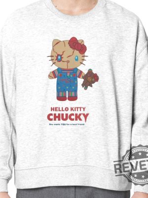 Hello Kitty Chucky Merch 2023 Universal Studios Hello Kitty Chucky Ringer Shirt Hello Kitty Chucky Shirt revetee 5