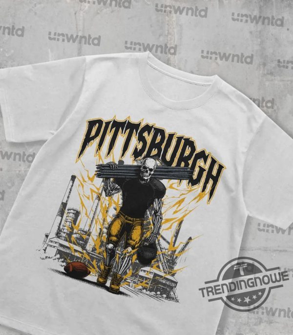 Pittsburgh Football Shirt Graphic Tees Skeleton Shirt Merch Tee Gift Shirt Vintage Skeleton Football Shirt trendingnowe 2