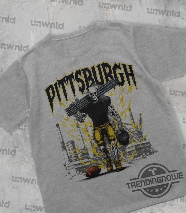 Pittsburgh Football Shirt Graphic Tees Skeleton Shirt Merch Tee Gift Shirt Vintage Skeleton Football Shirt trendingnowe 4