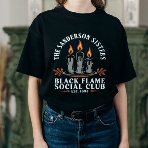 sanderson sisters black flame candle social club shirt hocus pocus witches halloween 90s nostalgic gift laughinks 2