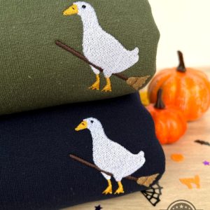 spooky silly goose riding broomstick halloween embroidered sweatshirt t shirt hoodie laughinks 1