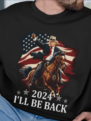 Donald Trump 2024 Shirt Trump Riding A Horse With The American Flag Cowboy Trump Tshirt revetee 4