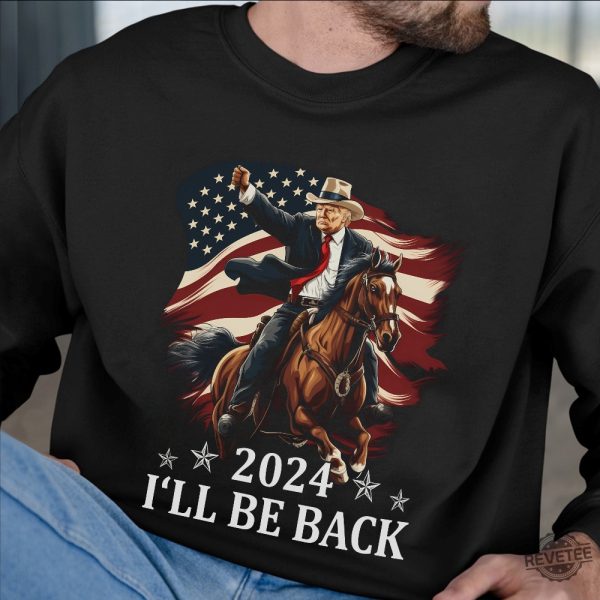 Donald Trump 2024 Shirt Trump Riding A Horse With The American Flag Cowboy Trump Tshirt revetee 4