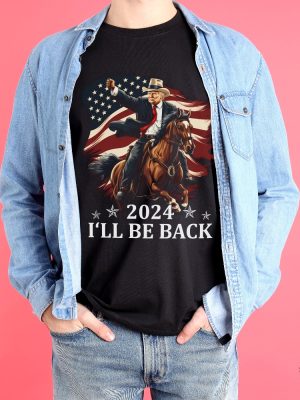 Donald Trump 2024 Shirt Trump Riding A Horse With The American Flag Cowboy Trump Tshirt revetee 6