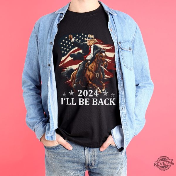 Donald Trump 2024 Shirt Trump Riding A Horse With The American Flag Cowboy Trump Tshirt revetee 6