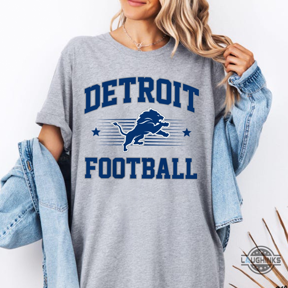 Retro Detroit Lions Football Crewneck Sweatshirt T Shirt Hoodie Detroit Game Day Tee