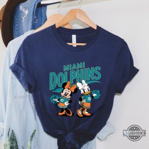 nfl miami dolphins minnie and daisy cheerleading shirt disney