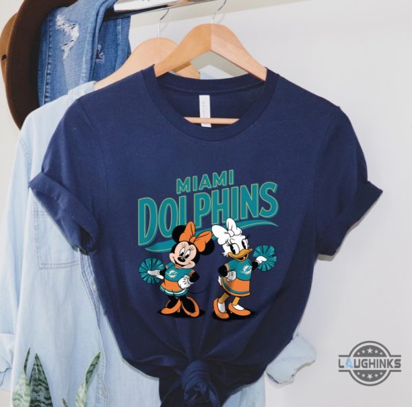 nfl miami dolphins minnie and daisy cheerleading shirt disney