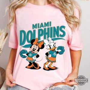 nfl miami dolphins minnie and daisy cheerleading shirt disney