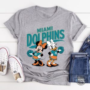 nfl miami dolphins minnie and daisy cheerleading shirt disney