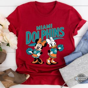 nfl miami dolphins minnie and daisy cheerleading shirt disney