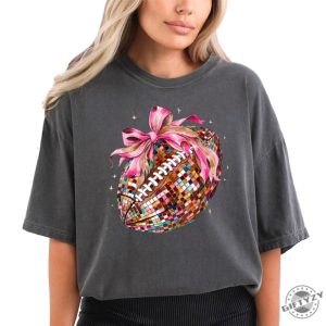 Disco Football With Ribbon Shirt For Women And Teens Girly Football Season Coquette Football Era Tshirt Fall Football Shirt giftyzy 2