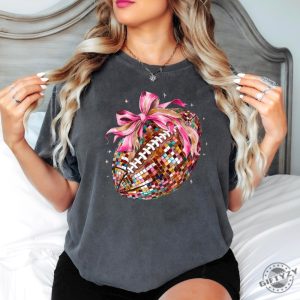 Disco Football With Ribbon Shirt For Women And Teens Girly Football Season Coquette Football Era Tshirt Fall Football Shirt giftyzy 5