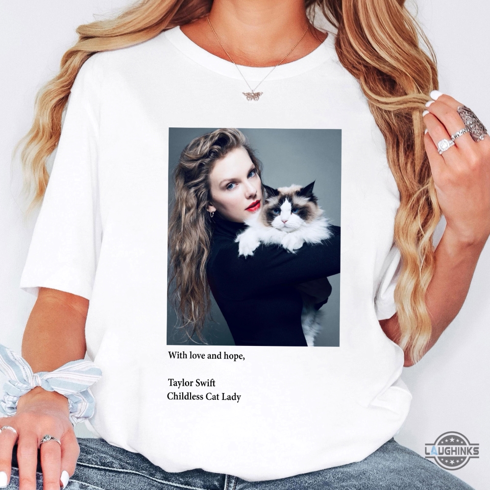 Taylor Swift Kamala Harris Endorsement Photo Tee Childless Cat Lady Shirt Swifties For Harris 2024 Shirt