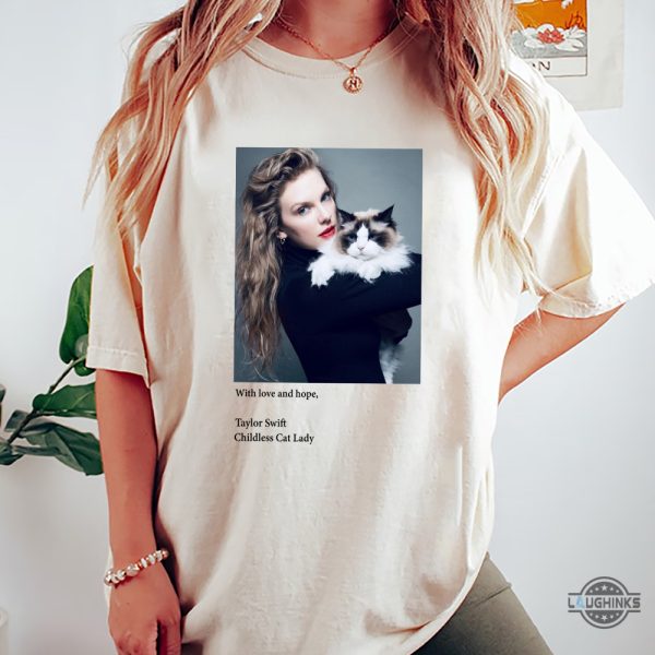 taylor swift kamala harris endorsement photo tee childless cat lady shirt swifties for harris 2024 shirt laughinks 2