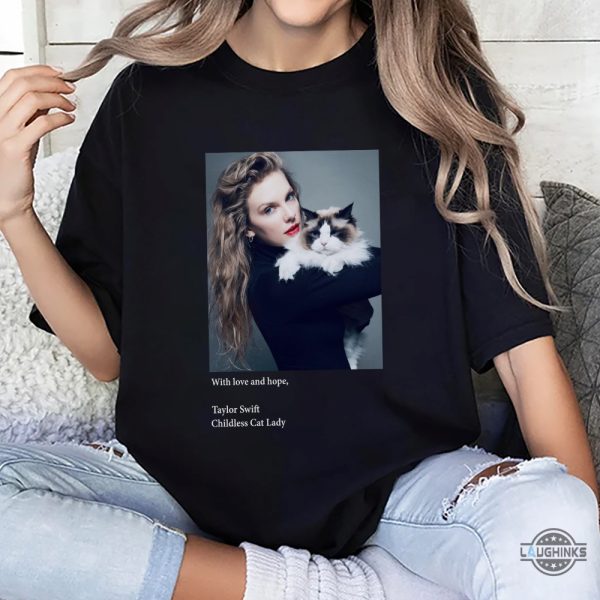 taylor swift kamala harris endorsement photo tee childless cat lady shirt swifties for harris 2024 shirt laughinks 5