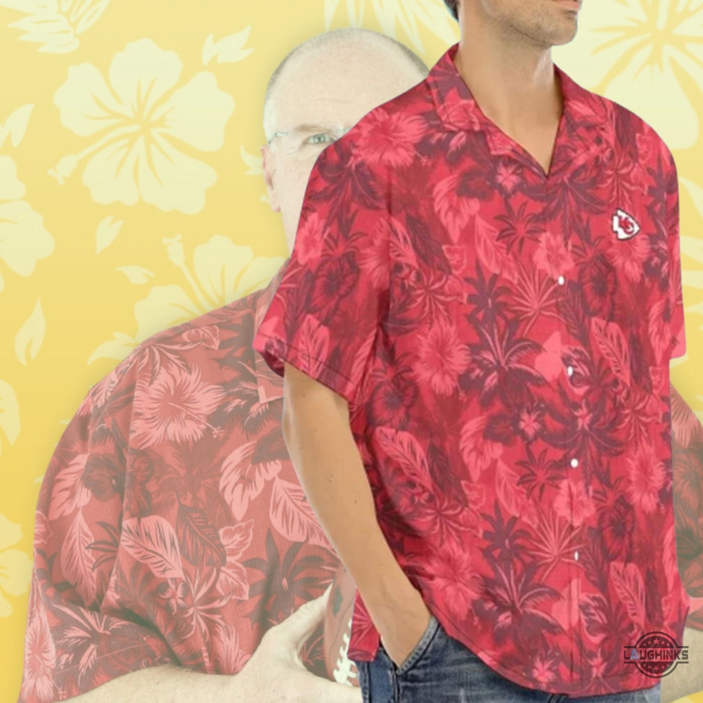 Andy Reid Hawaiian Shirt Kansas City Current Kc Chiefs Tommy Bahama Red Fuego Floral Button Up Shirt Replica