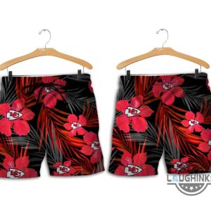 tropical red kansas city chiefs hawaiian shirt and shorts