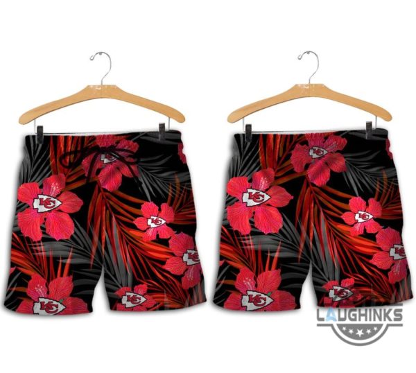 tropical red kansas city chiefs hawaiian shirt and shorts