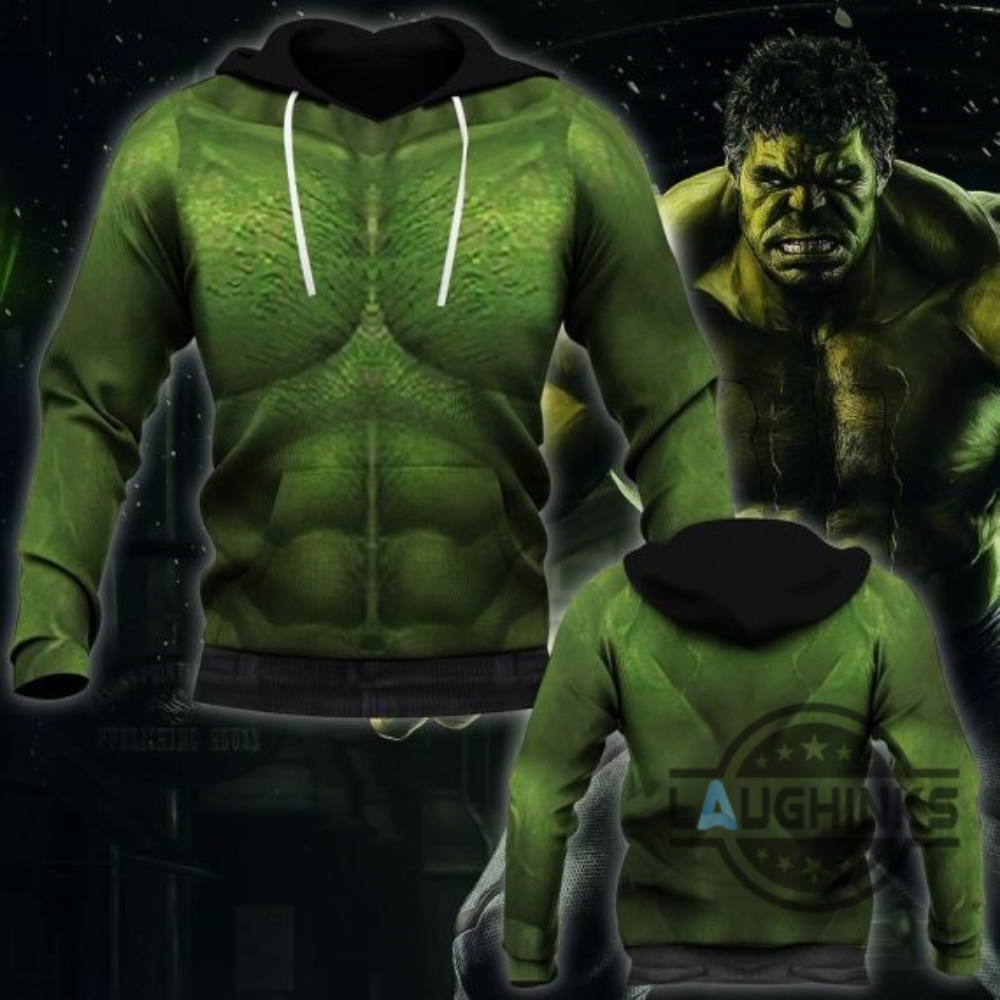 Halloween Incredible Hulk Costume Green Muscle Superhero All Over Printed T Shirt Sweatshirt Hoodie