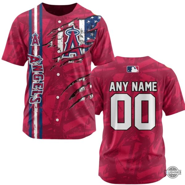 custom us flag los angeles angels baseball jersey shirt