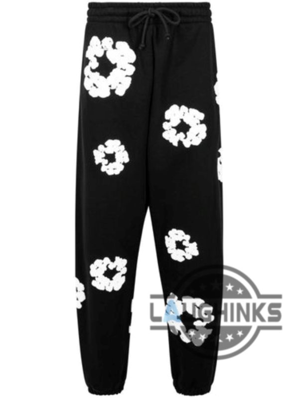 denim tears hoodie and sweatpants replica streetwear flower on black all over printed hoodie t shirt sweatshirt joggers laughinks 1