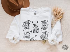 Retro Cat Halloween Sweatshirt 90S Cat Witch Vintage Sweater Funny Witch Cat Crewneck revetee 4