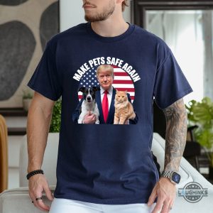 donald trump make pets safe again shirt 2024 cats and dogs 2024 trump debate tee haitians eating pets shirt laughinks 2