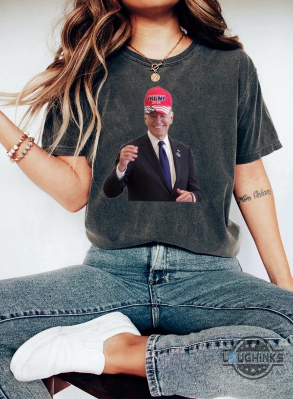 joe biden wearing trump maga hat shirt meme