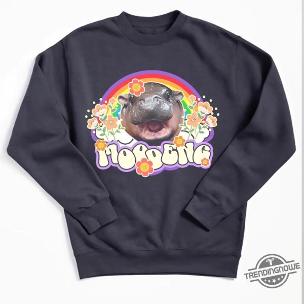 Baby Hippo Moo Deng Cloud Rainbow Sweatshirt Moo Deng Shirt Baby Hippo Shirt I Love Moo Deng Shirt trendingnowe 2