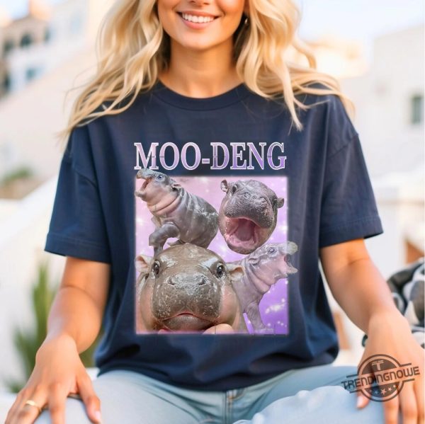 Moo Deng Shirt Moo Deng Bouncy Pig T Shirt Cute Thai Baby Hippo Shirt Adorable Animal Tee trendingnowe 1