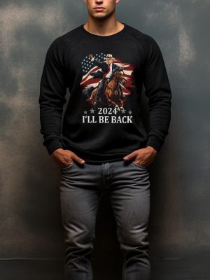 Donald Trump 2024 Shirt Trump Riding A Horse With The American Flag Cowboy Trump Tshirt Trump Shirt revetee 2