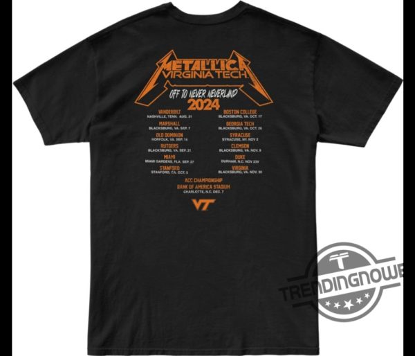 Virginia Tech Metallica Shirt Virginia Tech Metallica Off To Never Neverland 2024 T Shirt trendingnowe 3