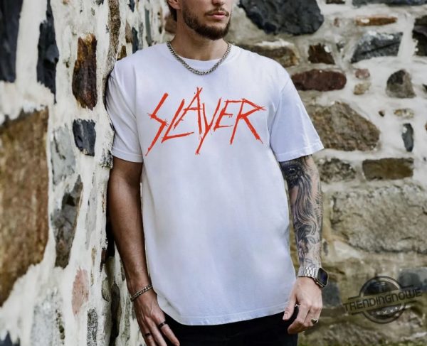 Slayer T Shirt 90S Thrash Metal Rock Band Vintage Black Tee Slayer T Shirt Red Logo Thrash Metal Metallica trendingnowe 1