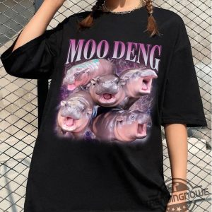 Moo Deng Shirt I Love Moo Deng T Shirt Moo Deng Bootleg Rap Tee Hippo Lover Tshirt Cute Baby Hippo Sweatshirt trendingnowe 2