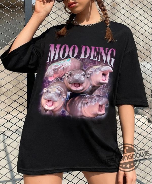 Moo Deng Shirt I Love Moo Deng T Shirt Moo Deng Bootleg Rap Tee Hippo Lover Tshirt Cute Baby Hippo Sweatshirt trendingnowe 2