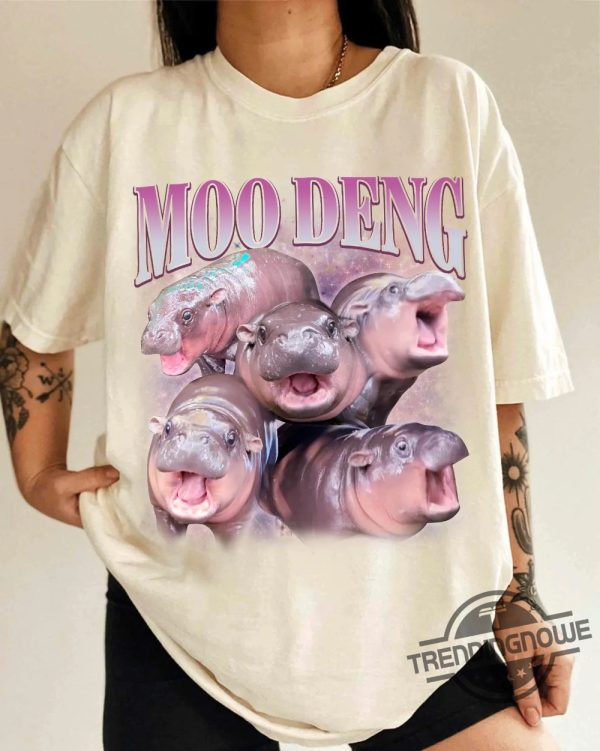 Moo Deng Shirt I Love Moo Deng T Shirt Moo Deng Bootleg Rap Tee Hippo Lover Tshirt Cute Baby Hippo Sweatshirt trendingnowe 3