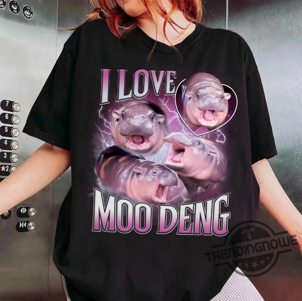 Moo Deng Shirt Hippo Lover Tshirt I Love Moo Deng T Shirt Moo Deng Bootleg Rap Tee Cute Baby Hippo Sweatshirt trendingnowe 1