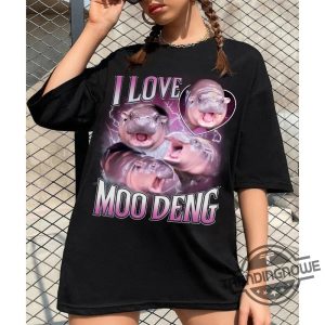 Moo Deng Shirt Hippo Lover Tshirt I Love Moo Deng T Shirt Moo Deng Bootleg Rap Tee Cute Baby Hippo Sweatshirt trendingnowe 2