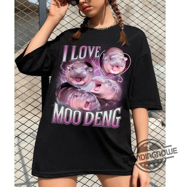 Moo Deng Shirt Hippo Lover Tshirt I Love Moo Deng T Shirt Moo Deng Bootleg Rap Tee Cute Baby Hippo Sweatshirt trendingnowe 2