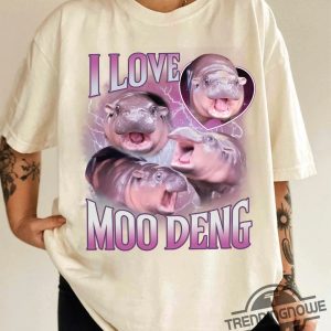 Moo Deng Shirt Hippo Lover Tshirt I Love Moo Deng T Shirt Moo Deng Bootleg Rap Tee Cute Baby Hippo Sweatshirt trendingnowe 3